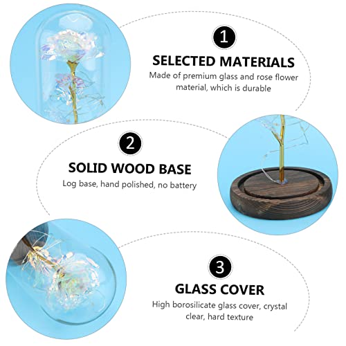 Rosas artificiales con lámpara de cristal a batería para decoración 4