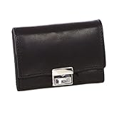 2 getrennte Münzfächer Echt-Leder Opabörse mit großer Kleingeldschütte Geldbörse Portemonnaie Brieftasche Portmonee Geldbeutel AM-1433 Schwarz
