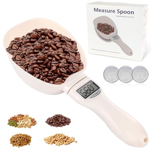 Digitaler Messlöffel, 800g/1g Löffelwaage Digital mit LCD Anzeige und ein Hängeseil Messlöffelwaage Hundefutter Messbecher mit Waage Küchenwaage für Gewürze/Vertrieb von Tierfutter Messschaufel