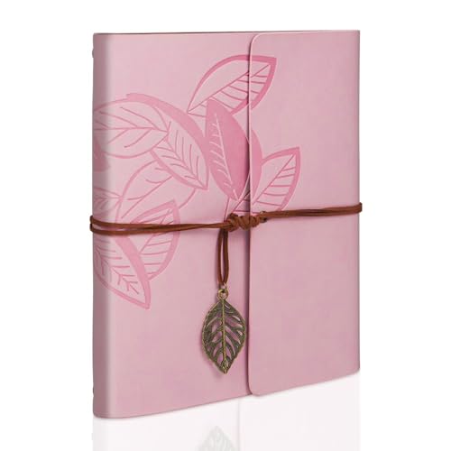Scrapbook,ZEEYUAN Memory Scrapbooking Leaf Soft Leather Photo Album Family Photo Book Special Christmas Valentines Birthday Gifts Unique Present for Women