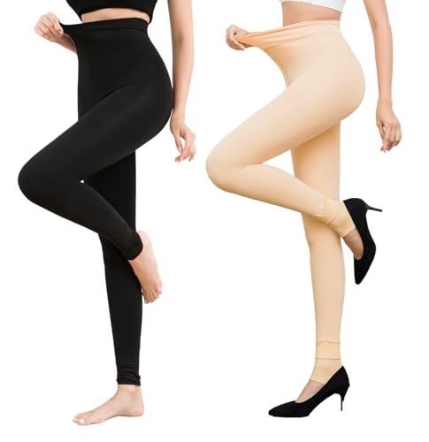 Image of Pnadty Women's High Waisted Velvet Warm Elastic Tights Winter Fleece Lined Thick Leggings Pants