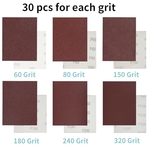 Image of 100 PCS 1 /4 Sheet Sandpaper for Palm Sander 4.5 inch x 5.5 inch Sandpaper Sheets 60 Grit Hook and Loop Sandpaper Aluminum Oxide 1 /4 Sandpaper Sheets Sanding Blocks for Metal, Woodworking (60 Grit)