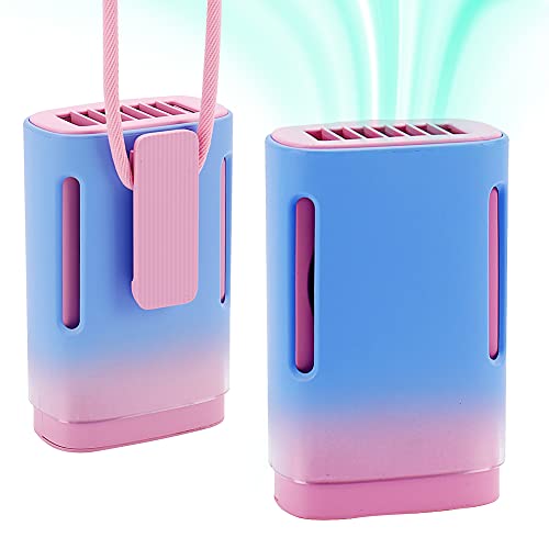 Eachbid Personal Necklace Fan USB Fan Hands-Free Wearable Fan Light Weight Colorful Rechargeable Fan for Outdoor Sports Events Beach T-shirts Jacket Fishing Gardening Climbing Cycling Berry