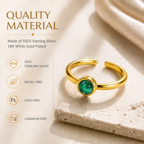 Natural Chalcedony Ring for Women 925 Sterling Silver Adjustable Open Ring - image 7