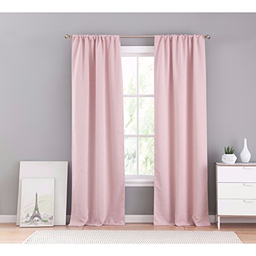 Lala + Bash Davis Pole Top Metallic Textured Window Curtain Pair Drape For Living Room & Bedroom-Set Of 2 Panels, 37"W X 63"L, Blush #TOP9