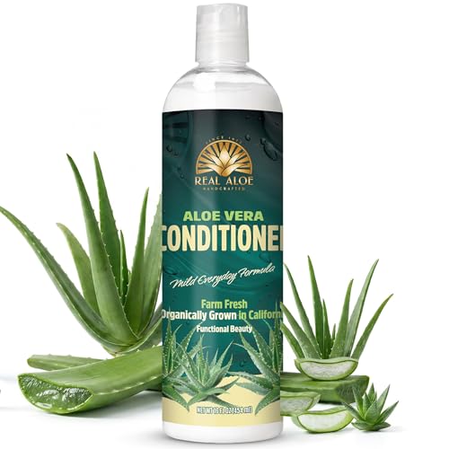 Real Aloe Vera Conditioner (16 fl oz) | Organic Aloe & Argan Oil | Sulfate, Paraben & Phenoxyethanol Free | Lightweight, Gentle Daily Hair & Scalp Care | Made in USA