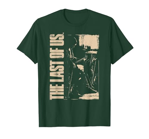 The Last of Us Ellie with Guitar Edgy Video Game T-Shirt, Homme, Vert Forêt, M