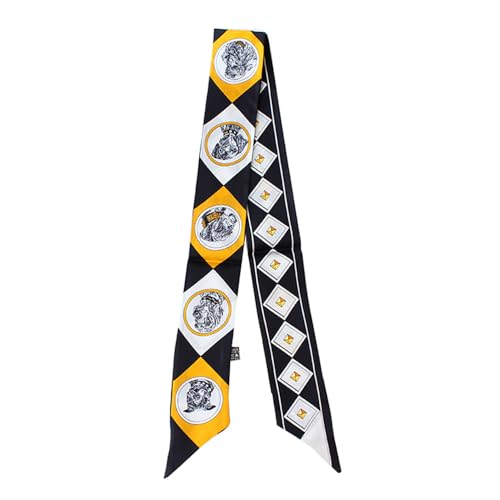 Photo de JERLA Écharpe 100% soie de mûrier - Ruban à cheveux - Sac à main - Avec poignée - Écharpe pour femme, Black Dog, 33.5