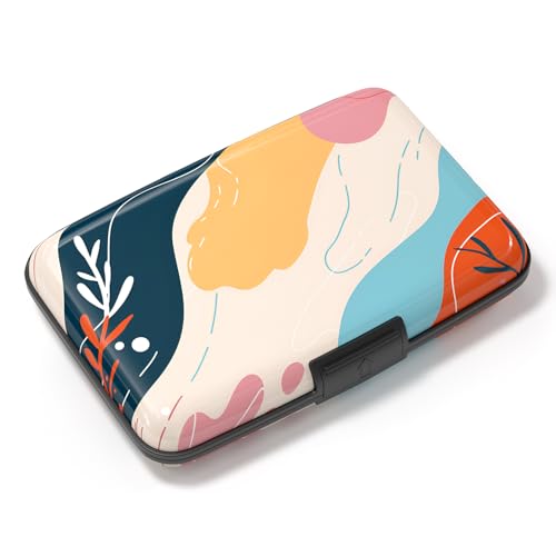 Image of Card Holder Credit Cards Holder for Women RFID wallet women Business Card Holder Wallet Mini Aluminum Card Wallet RFID Blocking Slim Metal Hard Card for Women, Abstract Figure