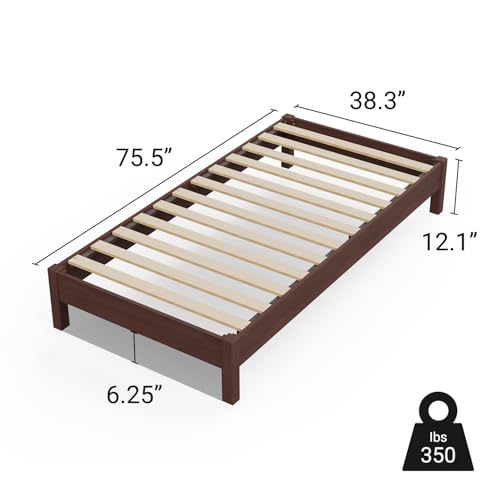 Image of LIFEMENT Twin Bed Frame Signature Wood Platform, Noise Free, Under Bed Storage, No Box Spring Needed, Easy Assembly, Walnut