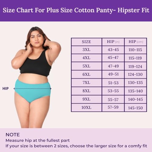 Image of Adira | 3XL to 10XL Cotton Panties for Women Plus Size | High Waist Panty with Full Coverage | Inside Elastic - No Elastic Exposure to Skin | Plus Size | Pack of 3