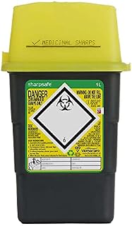 Sharpsafe 1 Litre 5th Generation Yellow /Grey -Sharps Bin Clinical Waste Disposal