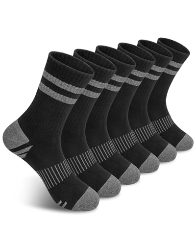 6 Pairs Toddler Kids Boys Basketball Athletic Crew Socks, Youth Girls Cozy Casual Striped Seamless Cotton Sports Socks