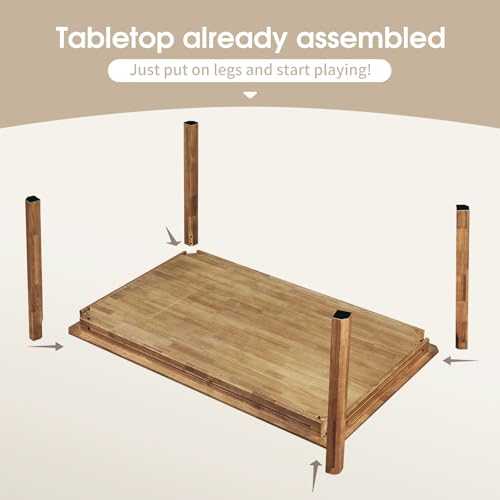 Image of Board Game Table with Removable Table Top, Seats 4 to 6 Players with 57in x 33in Play Area, Includes Play Mat, Detachable Cup Holders and Dice Trays, Minimal Assembly Required