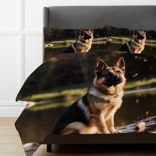 Linge de lit 220x240 cm chien berger brun confortable et facile à ranger