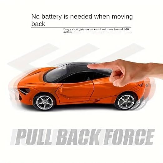 Image of SHAKTISM Die-Cast Metal Car Toy -1:36 Scale, Opening Doors, Pull Back Function, Collectible Toy, Racing Car for Kids Birthday Gift for Boys Girls (Orange McLaran Diecast)