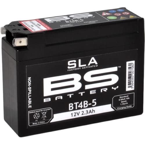 Batterie moto BS SLA BT4B-5 (YT4B-5 YT4B-BS) AGM - Sans entretien - 12 V 2,3 Ah - Dimensions : 113 x 38 x 85 mm compatible avec Yamaha Jog50Z 50 Cover