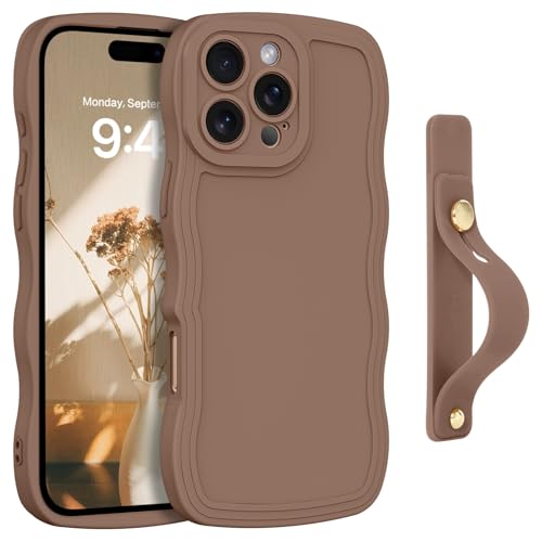 Coque iPhone 16 Pro Max avec dragonne réglable antichoc cordon béquille silicone