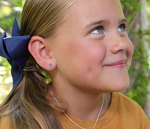 Cherished Moments Girls' Sterling Silver CZ Simulated Birthstone Daisy Earrings with Screw Back (6mm)2