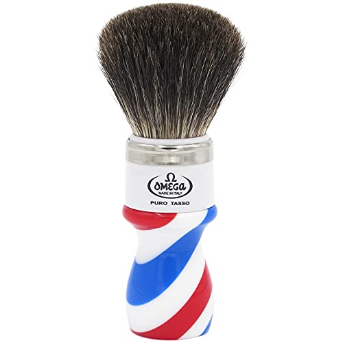 Brocha de Afeitar Tejón Negro"Barber Pole" Omega
