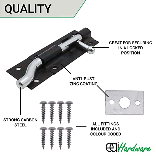 EAI Heavy Duty Necked Tower Bolt, Black, 4 Inch - Image 4