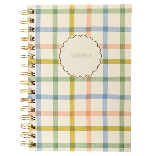 Graphique Plaid Hardbound Spiral Journal, 160 Ruled Pages Hard Cover Notebook, Diary, Lists, Record Month and Date, Premium Paper, 6” x 8”