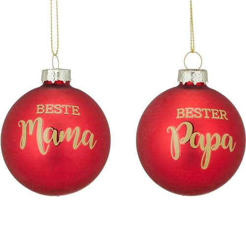 MC Trend 2er Set Weihnachtskugeln mit Goldener Schrift „Beste...