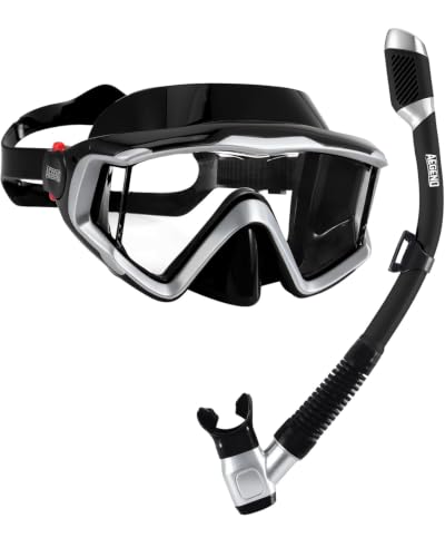 Aegend Snorkeling Gear for Adults - Anti-Fog Mask with Latest Top Dry Valve