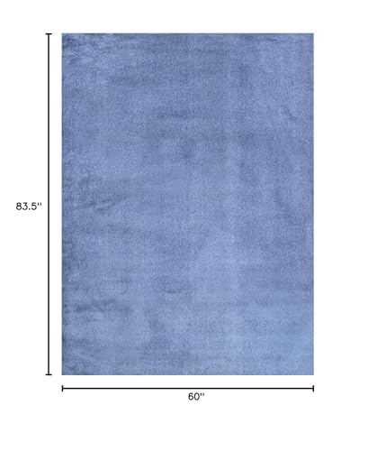 Tapete Fur Faux 5'x7' Azul Denim Suave Antideslizante miniatura 2