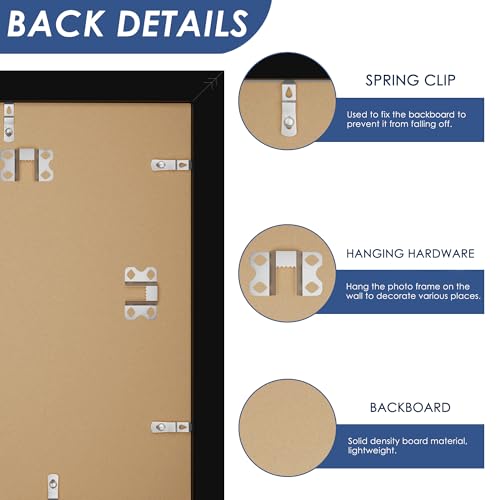 PEALSN 16x20 Picture Frame Set of 6, Display Pictures 11 x 14 with Mat or 16 x 20 without Mat for Wall Mounting Display, Poster Frames Collage for Wall Decor, Black.