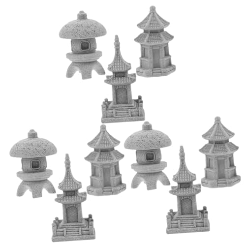 YARNOW 3 Ensembles Lanterne en Pierre Micro Paysage Toile Ronde Statue Decoration Interieur Accessoire Jardin Ornement De Pavillon De Micro Paysage Mini Pagode pour Jardin 3 Pièces * 3