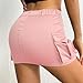 Century Star Womens Y2k Low Waist Mini Cargo Denim Skirt Button Bodycon with Pocket Pink Small