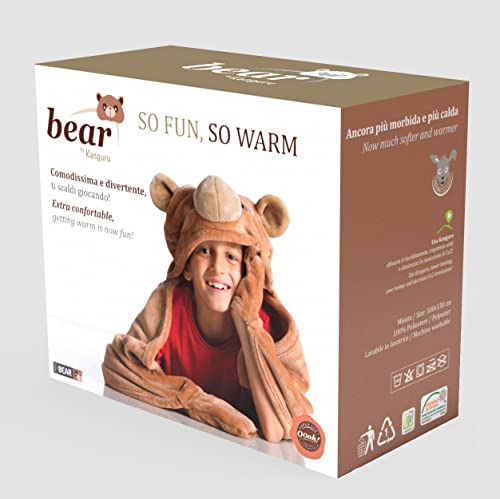 Miniatura 5 de Lavatelli Kanguru Bear 1197 Manta De Oso Suave Y Cálida Microfibra, Navidad O Para Cómodo Relax En El Sofá, Para Niñas Y Jóvenes, Con Patas, Capucha Con Orejas, Marrón, 100 X 130 Cm, 100 Poliéster