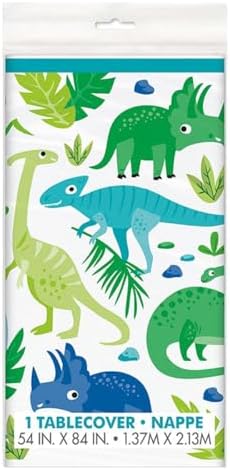 Blue & Green Plastic Dinosaur Table Cover (54"x84") 1 Count - Perfect for Kids' Parties, Jurassic-Themed Celebrations image 3