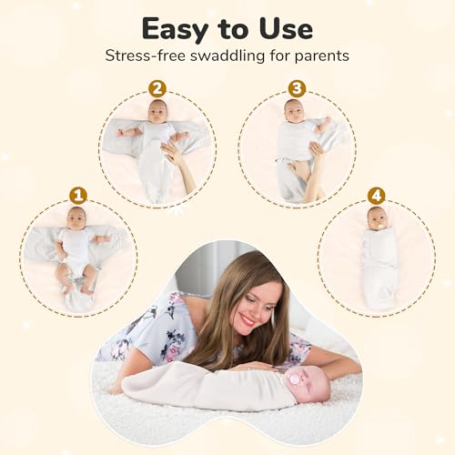 Image of Mama Cheetah Baby Swaddle Sack 3-6 Month, Organic Cotton Swaddling Sleep Sack, Infant Swaddle Blanket, Swaddle Wrap for Large Babies, Easy Swaddles for Girl, 4-Pack