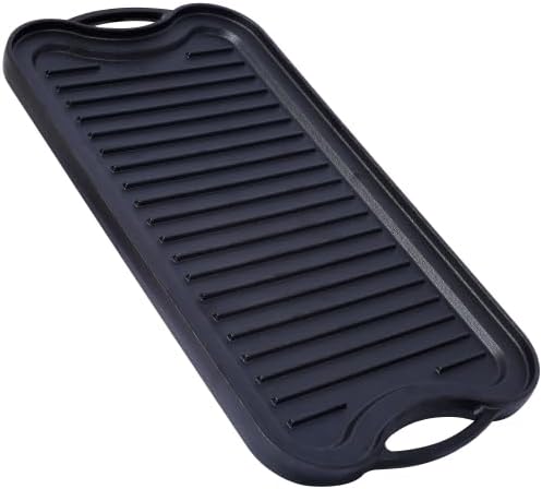 Pre-Seasoned Cast Iron Reversible Rectangular Grill/Griddle, Black,20inch x 10inch
