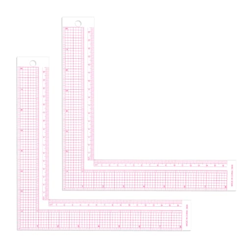 2 Pieces L-Square Rule Clear Sewing Ruler 8.5 Inch Plastic