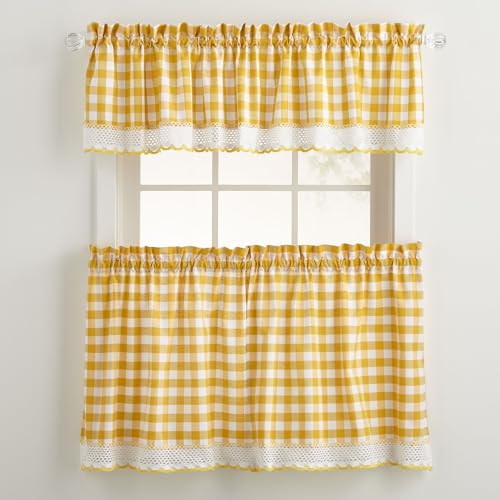 BrylaneHome Buffalo Check Tier Curtain Set, Valance Not Included - 58