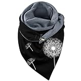 Schwarzer Schal Damen-Damen Schal Winter-Universal Winter Warm Schal Gedruckt Elegante Doppel Schicht Schnalle Weichen Bequemen Schal (D, One Size)