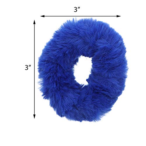 Small Fuzzy Fur Scrunchies Furry Pony Holder - Set Of 2 - Royal #TOP1