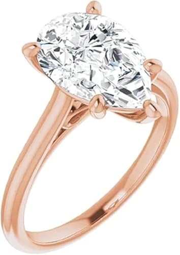 True Colorless 2CT-6CT Pear Cut Moissanite Engagement Rings for Women, Colorless Silver Moissanite Ring3
