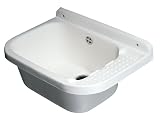 Giordanoshop Lavatoio 50x35x24 cm Pilozzo a Parete in Resina Bianco