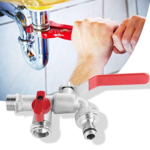 90 Degree Double Water Valve,Double Valve Water Tap,Washing Machine Dual Port Faucet, Basin Double Valve Water Tap 1/2" Brass Faucet Home Outdoor Garden Tool #TOP1