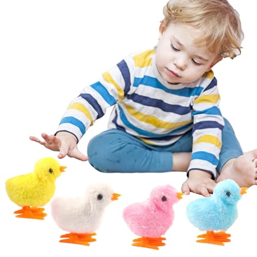 Juguetes de bebé polluelo, Subir los polluelos, Jumping Chick Wind Up Toys Novedad Chicken Hopping Windup Toy para los niños pequeños, Pascua Huevo Hunt Party Favors Goody Bag Fillers Cumpleaños