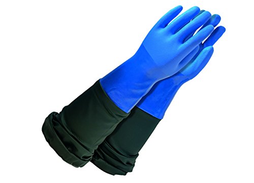 ROSTAING Gant de protection WETPRO, taille 10. Gant étanchéité Grande long. Protection Totale avant Bras. fermeture élastique, Noir/Bleu Cover