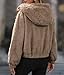 Vipwest Women's Plus Size Faux Fur Short Coat Autumn Over Sized Sherpa Shacket Shaggy Fleece Jacket (Camel, 2X-Large)