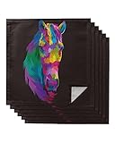 6 PCS Soft Cloth Napkins, Napkins Cloth Washable, Pop Art Style Colored Horse Reusable Dinner Napkin