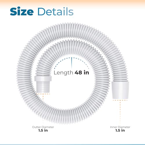Pool Vacuum Hose, 48\" Universal Pool Cleaner Suction Hose Replacement for Kreepy Krauly, Baracuda G3/G4, Hayward Navigator, Pool Vac Ultra, AquaBug and More (White, 3 Pack)