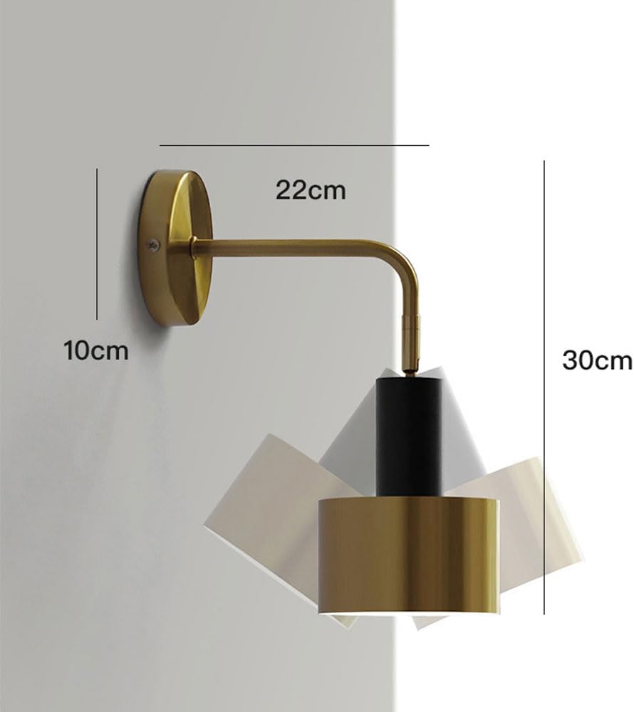 Nordic Black Gold Wall Sconce Modern Bedroom Wall Light Mid Century Farmhouse Wall Mounted Lamp E27 Metal Industrial Hallway Night Lamp Indoor Wall Lighting Fixture for Restaurants