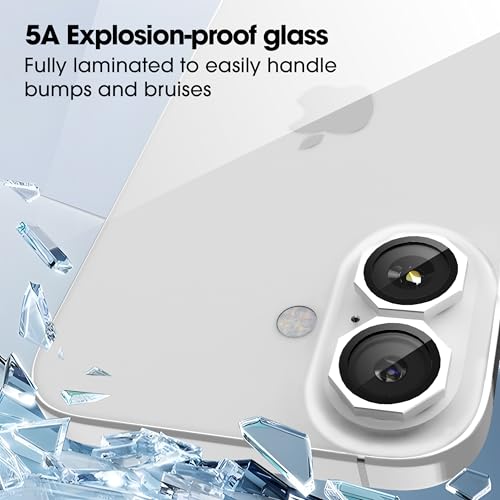 Image of GadgetBite Snaptra Octagon Lens Protector Compatible With iPhone 16 & iPhone 16 Plus - 9H Tempered Glass Camera Cover with Metal Ring, Scratch-Resistant,Camera Lens Protection -Silver